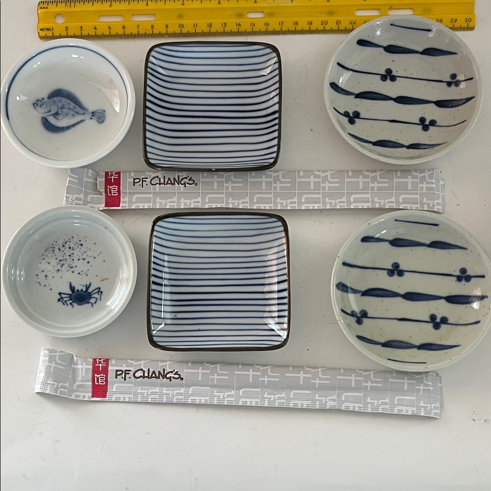 Sushi sauce set. Japanese porcelain with blue underglaze